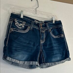 Hydraulic Womens Gramercy Embroidered & Embellished Cuffed Denim Short. Sz 10